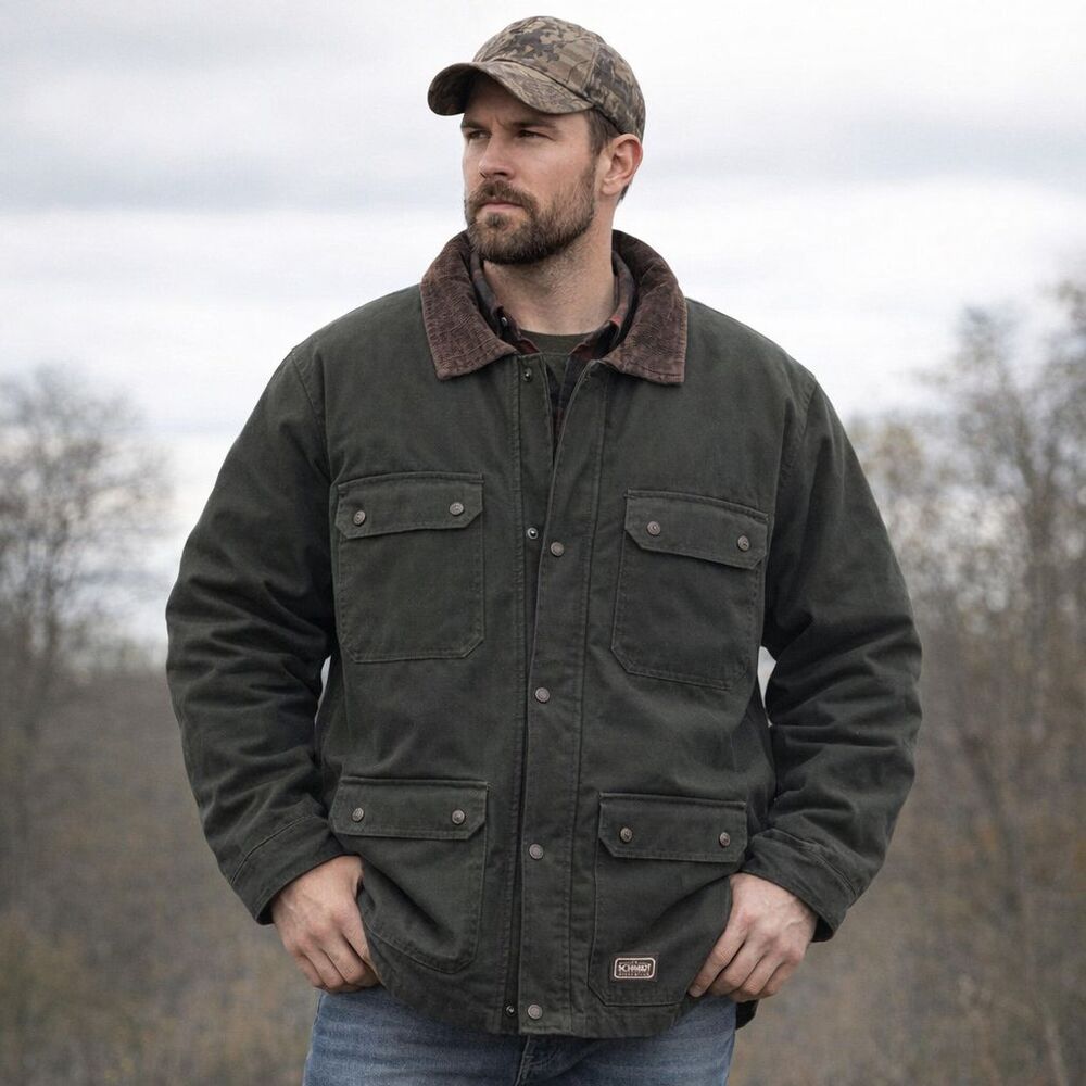 Schmidt Workwear Chore Coat Mens Sz 2XL Green Duck Canvas Barn Jacket Quilted